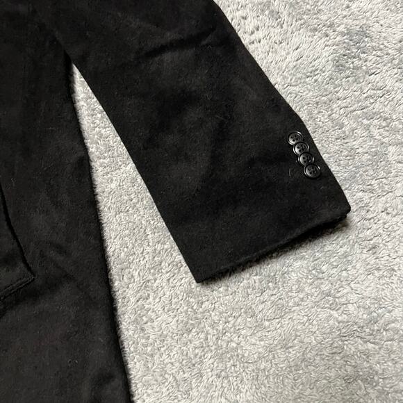 Jos A Bank Mens 38 Overcoat Topcoat Trench Coat Jacket Black 3 Button Wool Blend - Picture 2 of 11